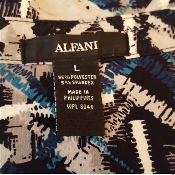 Alfani Silky Stretch Knit Collar Blouse Large - Picture 4 of 8